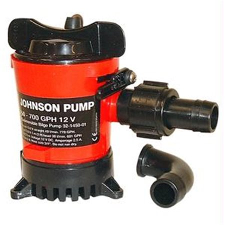 JOHNSON PUMP 500 Gph Bilge Pump 3 / 4 Inch Hose 12V Dura Ports JO81865